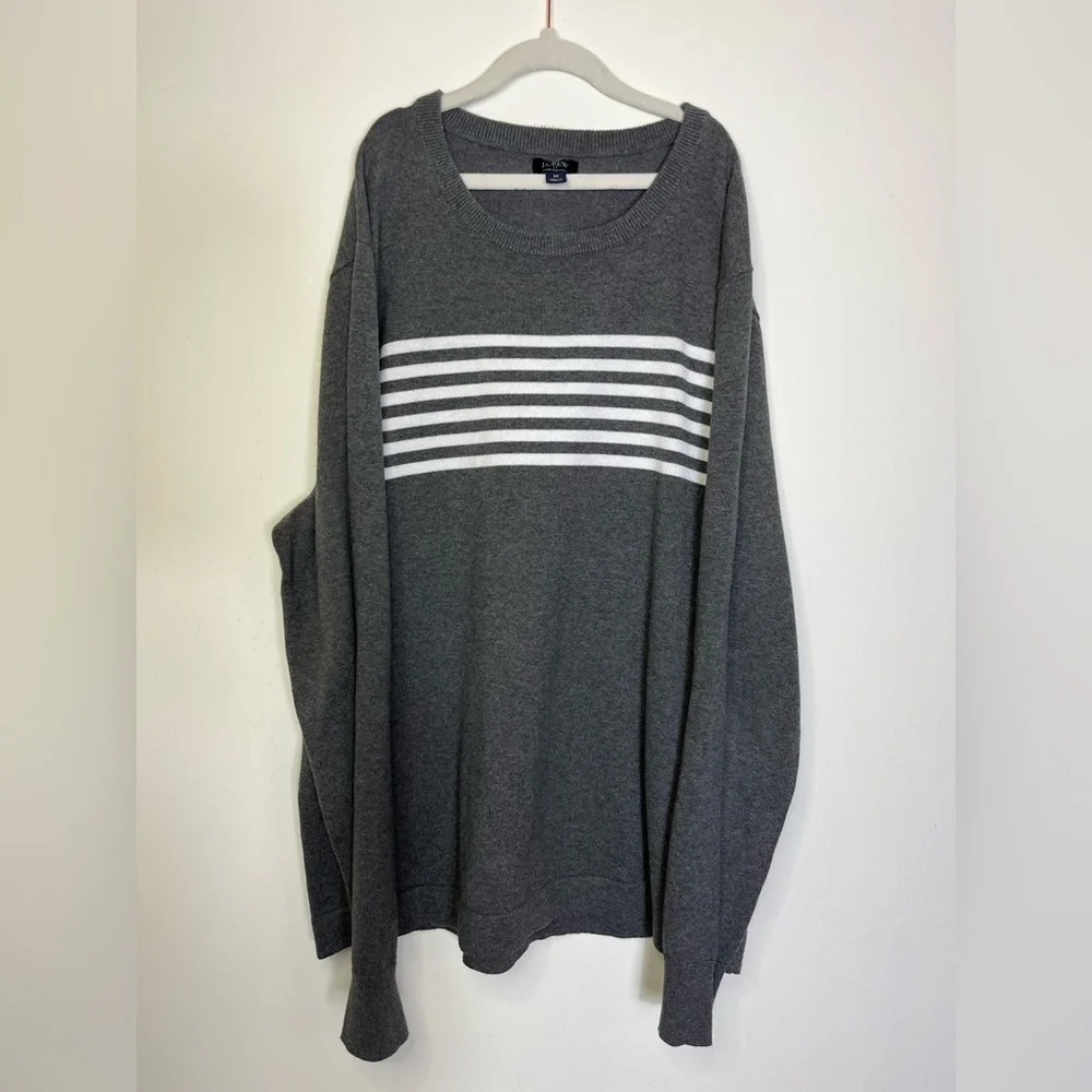 J.Crew Gray Striped Sweater 100% Cotton Soft Lightweight Unisex Women’s Sz M